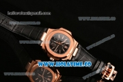 Patek Philippe Nautilus Chrono Swiss Valjoux 7750 Automatic Rose Gold Case with Black Dial and Stick Markers - 1:1 Original (BP)