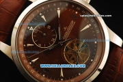 Jaeger Lecoultre Master Tourbillon Automatic Movement Brown Dial and Leather Strap with Silver Arrow Markers