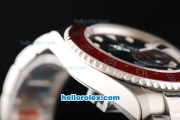 Rolex GMT-Master II Swiss ETA 2836 Automatic Movement Full Steel with Black/Red Bezel and White Markers