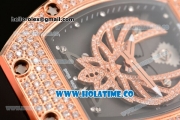 Richard Mille RM025-01 Miyota 6T51 Automatic Diamonds/Rose Gold Case with Black Dial and Black Rubber Strap