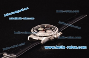 Rolex Daytona Swiss Valjoux 7750-SHG Automatic Diamond Case/Bezel - Black Dial and Black Leather Strap