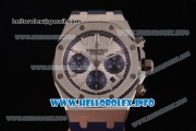 Audemars Piguet Royal Oak QE II CUP 2015 Limited Edition Chrono Swiss Valjoux 7750 Automatic Steel Case with White Dial Stick Markers and Blue Rubber Strap (EF)