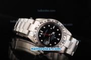 Rolex Explorer Oyster Perpetual Chronometer Automatic with Black Dial and White Case-Round Bearl Marking-Small Calendar