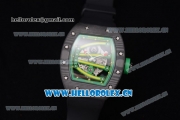 Richard Mille RM 59-01 Miyota 9015 Automatic PVD Case with Skeleton Dial Dot/Arabic Numeral Markers and Black Rubber Strap