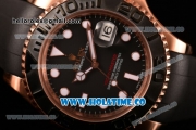 Rolex Yachtmaster 40 Clone Rolex 3135 Auotmatic Rose Gold Case with PVD Bezel Black Dial and White Markers - 1:1 Original (BP)