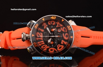 Gaga Milano Chrono 48 Miyota OS20 Quartz PVD Bezel with Black Dial and Orange Numeral Markers - Orange Rubber Strap