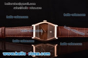 Vacheron Constantin Malte Japanese Miyota OS2035 Quartz Rose Gold Case with Brown Leather Strap and Brown Dial