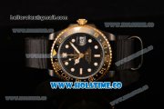 Rolex GMT-Master II Asia Automatic PVD Case with White Markers and Black Nylon Strap