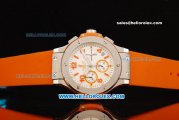 Hublot Big Bang Chronograph Miyota Quartz Movement Steel Case with Orange Markers and Orange Rubber Strap - Lady Model