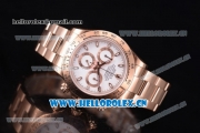 Rolex Daytona Clone Rolex 4130 Automatic Rose Gold Case/Bracelet with White Dial and Stick Markers - 1:1 Original (EF)