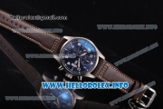IWC Pilot's Watch Chronograph Edition "The Little Prince" Swiss Valjoux 7750 Automatic Steel Case with Blue Dial Brown Leather Strap and White Arabic Numeral Markers (YL)