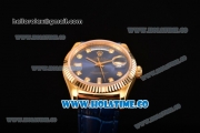 Rolex Day-Date Asia 2813/Swiss ETA 2836/Clone Rolex 3135 Automatic Yellow Gold Case with Diamonds Markers and Blue Dial (BP)