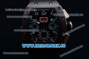 Richard Mille RM 011 Felipe Massa Chronograph Swiss Valjoux 7750 Automatic PVD Rose Gold Case with Black Dial Brown Bezel Arabic Numeral Markers and Black Rubber Strap