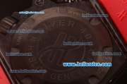 Hublot King Power Swiss ETA 2836 Automatic Carbon Fiber Case with Black Dial and Red Rubber Strap