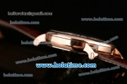 Cartier Rotonde De Swiss Manual Winding Rose Gold Case with Brown Leather Bracelet and Skeleton Dial