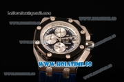 Audemars Piguet Rubens Barrichello Chrono Miyota Quartz Steel Case with PVD Bezel Stick Markers and Blue Skeleton Dial (EF)