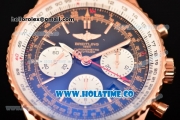 Breitling Navitimer 01 Chrono Swiss Valjoux 7750 Automatic Rose Gold Case with Black Dial Black Leather Strap and Stick Markers - 1:1 Original (JF)