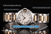 Cartier Ballon Bleu De Small Swiss Quartz Two Tone Case/Bracelet with White Dial and Black Roman Numeral Markers