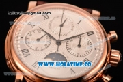 Patek Philippe Grand Complication Chrono Venus 7750 Manual Winding Rose Gold Case with White Dial and Black Roman Numeral Markers