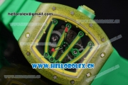 Richard Mille RM 59-01 Miyota 9015 Automatic Carbon Nanotubes Case with Skeleton Dial and Green Rubber Strap