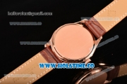 Patek Philippe Calatrava Swiss ETA 2824 Automatic Rose Gold Case with Brown Leather Strap White Dial and Stick Markers