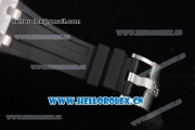 Audemars Piguet Royal Oak Offshore Seiko VK67 Quartz Steel/Diamonds Case with Silver Dial and Arabic Numeral Markers Black Rubber Strap
