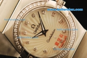 Omega Constellation Swiss ETA Quartz Diamond Bezel with White MOP Dial and Diamond Markers - Lady Model