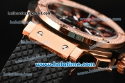 Hublot Big Bang Swiss Valjoux 7750 Automatic Movement Rose Gold Case with Diamond Bezel-Black Dial and Black Rubber Strap