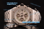 Audemars Piguet Royal Oak Offshore Swiss Valjoux 7750-DD Automatic Full Steel with White Dial and Green Numerals Markers- Run