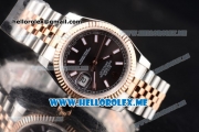 Rolex Datejust Clone Rolex 3135 Automatic Two Tone Case/Bracelet with Stick Markers and Grey Dial (BP)