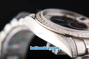 Rolex Day-Date Automatic Diamond Bezel and Roman Hour Marking with Black Dial