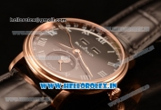 BlancPain Villeret Miyota 9015 Automatic Rose Gold Case with Black Dial Roman and Black Leather Strap (EF)