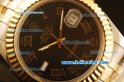 Rolex Datejust II Swiss ETA 2836 Automatic Full Steel with Yellow Gold Bezel and Black Dial-Yellow Gold Hands