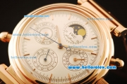 IWC Da-Vinci Automatic Rose Gold Case with White Dial and Brown Leather Strap-Moonphase Display