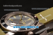 Rolex Submariner Vintage Asia 2813 Automatic Steel Case with Black Dial Dot Markers and Green Nylon Strap