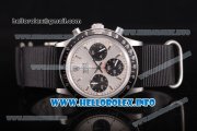 Rolex Daytona Vintage Edition Miyota Quartz Steel Case with Grey Nylon Strap Stick Markers and Silver Dial (GF) Rolex Daytona Vintage Edition Miyota Quartz Steel Case with Grey Nylon Strap Stick Markers and Silver Dial (GF)