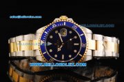 Rolex Submariner Swiss ETA 2836 Automatic Movement Steel Case with Blue Dial and Two Tone Strap 43mm