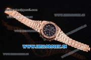 Audemars Piguet Royal Oak Offshore Seiko VK67 Quartz Rose Gold Case/Bracelet with Black Dial and Arabic Numeral Markers