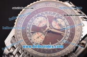 Breitling Montbrilliant Datora Swiss Valjoux 7751 Automatic Steel Case/Strap with Brown Dial