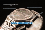 Rolex Datejust 37mm Swiss ETA 2836 Automatic Movement Steel Case with Steel Bezel Grey Dial Green Roman Steel Strap