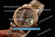 Rolex Datejust 37mm Swiss ETA 2836 Automatic Two Tone with Black MOP Dial and Diamonds Markers