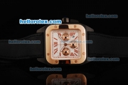 Cartier Santos 100 Chronograph Quartz Movement PVD Case with White Dial and Rose Gold Bezel