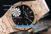 Audemars Piguet Royal Oak Swiss Quartz Rose Gold Case with Black Dial and Rose Gold Bracelet (EF)