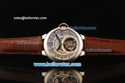 Cartier ballon bleu de Cartier Swiss Tourbillon Manual Winding Movement Steel Case with Roman Numerals and Brown Leather Strap