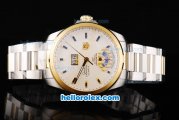 Tag Heuer Carrera Calibre 8 Chronometer Automatic Movement Gold Bezel with White Dial and Gold Stick Markers-Two Tone Strap