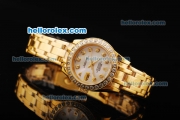 Rolex Datejust Oyster Perpetual Automatic Full Gold with Diamond Bezel and Diamond Markers-White Dial-Lady Size