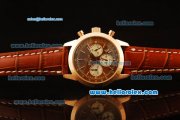 Breitling Transocean Quartz Rose Gold Case with Brown Dial and Brown Leather Strap