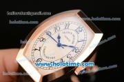 Franck Muller Chronometro Miyota Quartz Rose Gold Case with Black Leather Bracelet White Dial and Black Markers