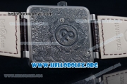 Bell & Ross BR 01 Burning Skull Asia Automatic Steel Case with Skull Dial and Brown Leather Strap - 1:1 Original(AAAF)