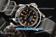 Rolex Submariner Vintage Asia 2813 Automatic Steel Case with Black Dial Yellow Markers and Grey Nylon Strap